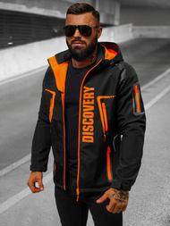 Kurtka softshell męska z kapturem czarno-pomarańczowa OZONEE JS/HH025/1AZ