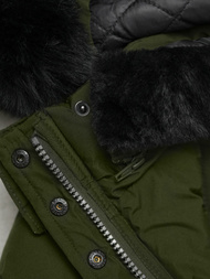 Kurtka zimowa damska długa pikowana khaki OZONEE O/W377Z