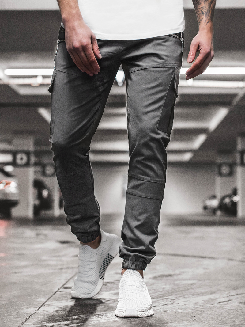 Spodnie męskie chino joggery grafitowe OZONEE ZAZ/191376