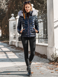 Kurtka zimowa damska z futerkiem czarna OZONEE O/DK059/1Z