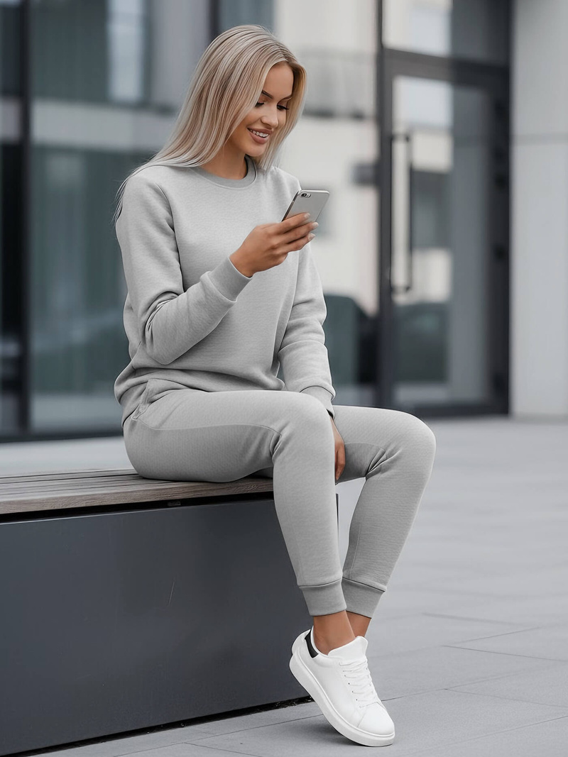 Komplet dresowy dwuczęściowy damski szary OZONEE JS/CKW01