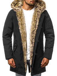 Kurtka zimowa męska parka z futerkiem czarna OZONEE N/5390