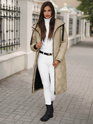 Kurtka zimowa damska długa beżowa OZONEE JS/5M3171/62Z