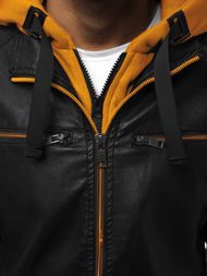 Kurtka skórzana męska czarno-żółta OZONEE N/6129Z