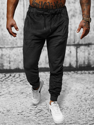 Spodnie dresowe męskie welurowe czarne OZONEE JS/8K1172/3