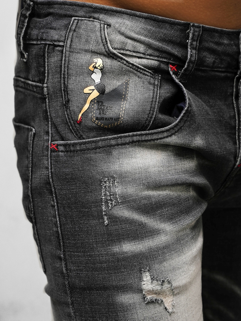 Spodnie jeansowe męskie czarne OZONEE NB/MP0024N