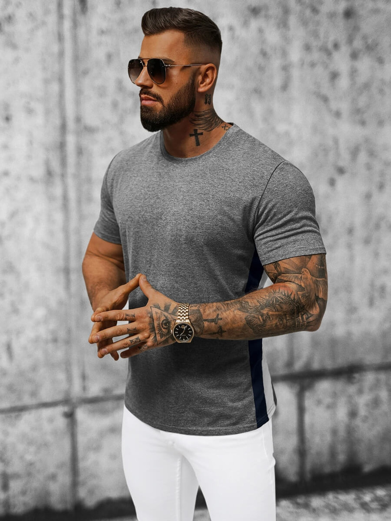 Футболка чоловіча графіт OZONEE JS/8T92/5Z