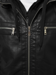 Куртка шкіряна чоловіча Чорна OZONEE JB/JP1171Z