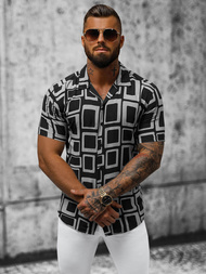 Koszula męska z krótkim rękawem czarna OZONEE E/1400/117