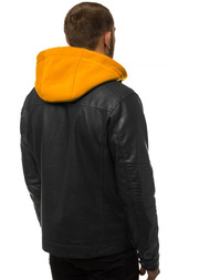 Kurtka skórzana męska czarno-żółta OZONEE N/6129Z