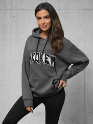 Bluza z kapturem oversize grafitowa OZONEE O/SWE23019Z