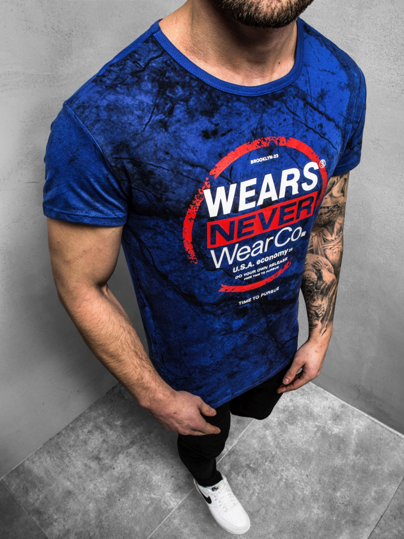 T-Shirt męski niebieski OZONEE JS/SS10925Z