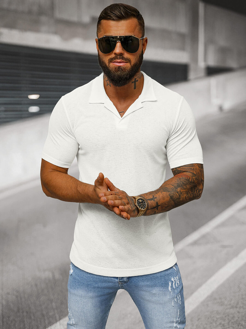 Koszulka męska polo biała OZONEE O/L1454