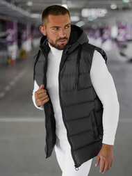 Kamizelka męska pikowana z kapturem grafitowa OZONEE JS/57M7507/105Z