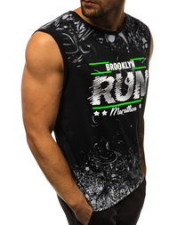 T-Shirt bez rękawów męski czarny OZONEE JS/KS2075