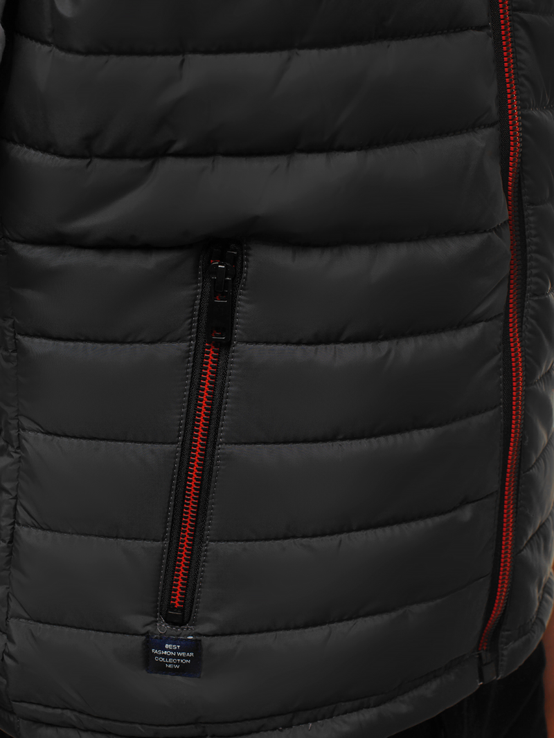 Kamizelka męska pikowana z kapturem grafitowa OZONEE N/6102