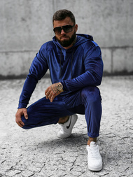 Komplet dresowy męski welurowy granatowy OZONEE O/D7517