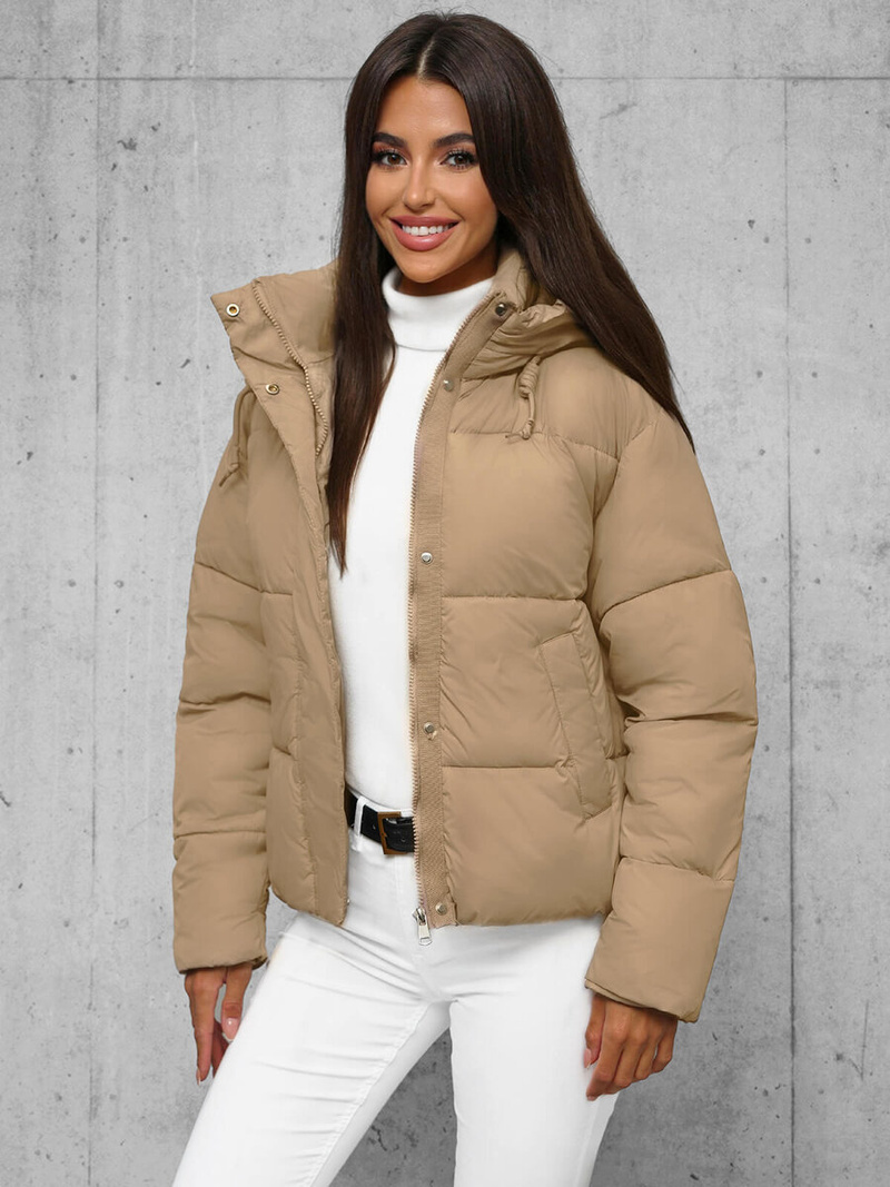 Kurtka zimowa damska pikowana beżowa OZONEE JS/16M9188/62