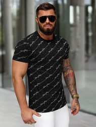 T-shirt męski slim fit czarny OZONEE O/QQ1323