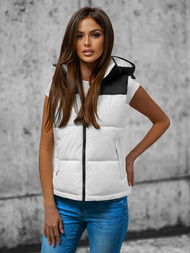 Kamizelka damska pikowana biała OZONEE O/L951