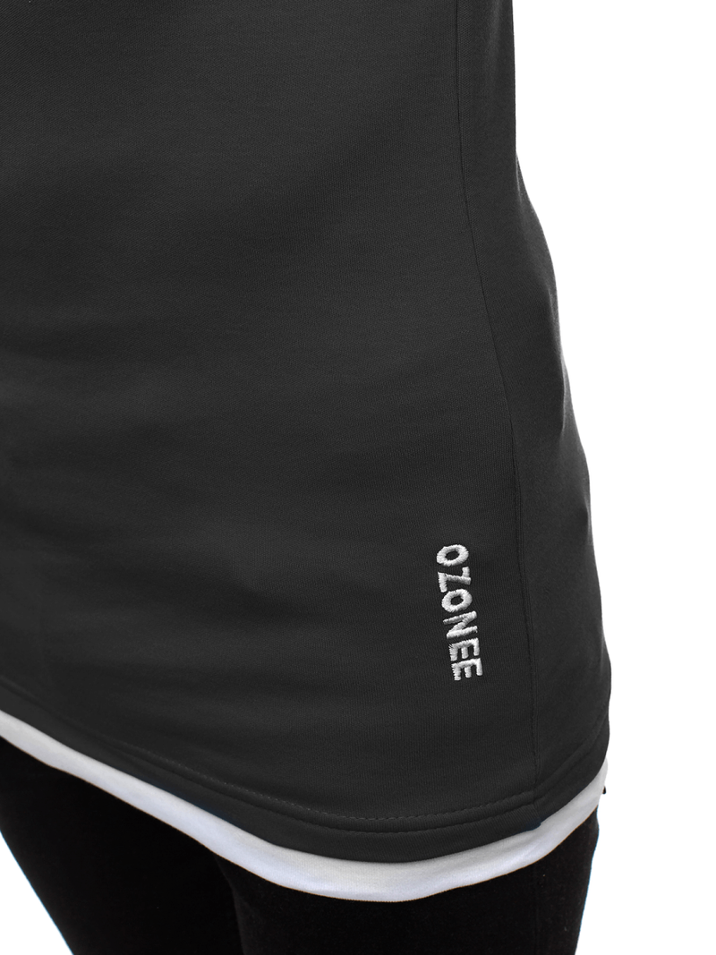 T-Shirt z kapturem męski grafitowy OZONEE O/1273Z