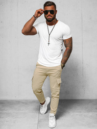 Spodnie męskie chino joggery beżowe OZONEE O/1404SP