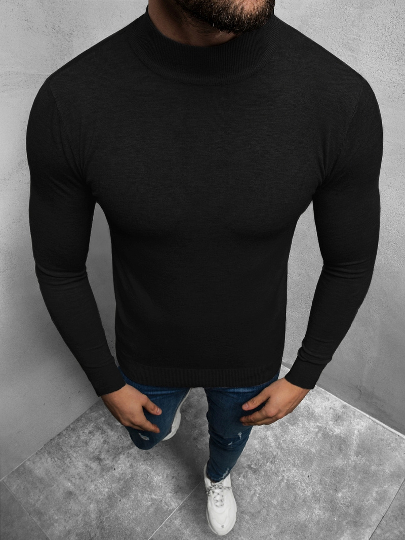 Sweter męski półgolf czarny OZONEE TMK/YY05/1Z