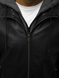 Kurtka skórzana męska czarna OZONEE JB/JP1133
