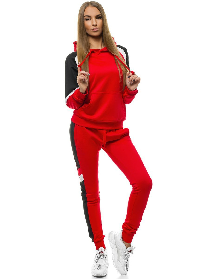 Bluza z kapturem damska czerwona OZONEE JS/JK88118/18