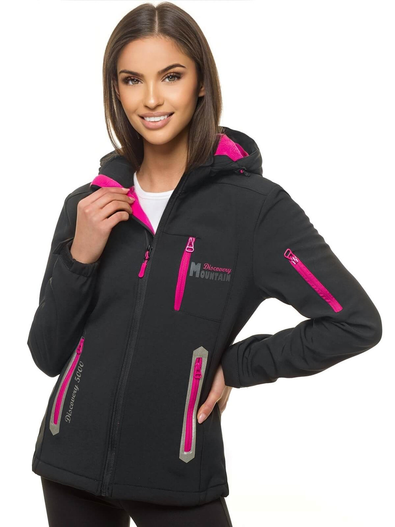 Kurtka softshell damska z kapturem czarna OZONEE JS/HH029/1