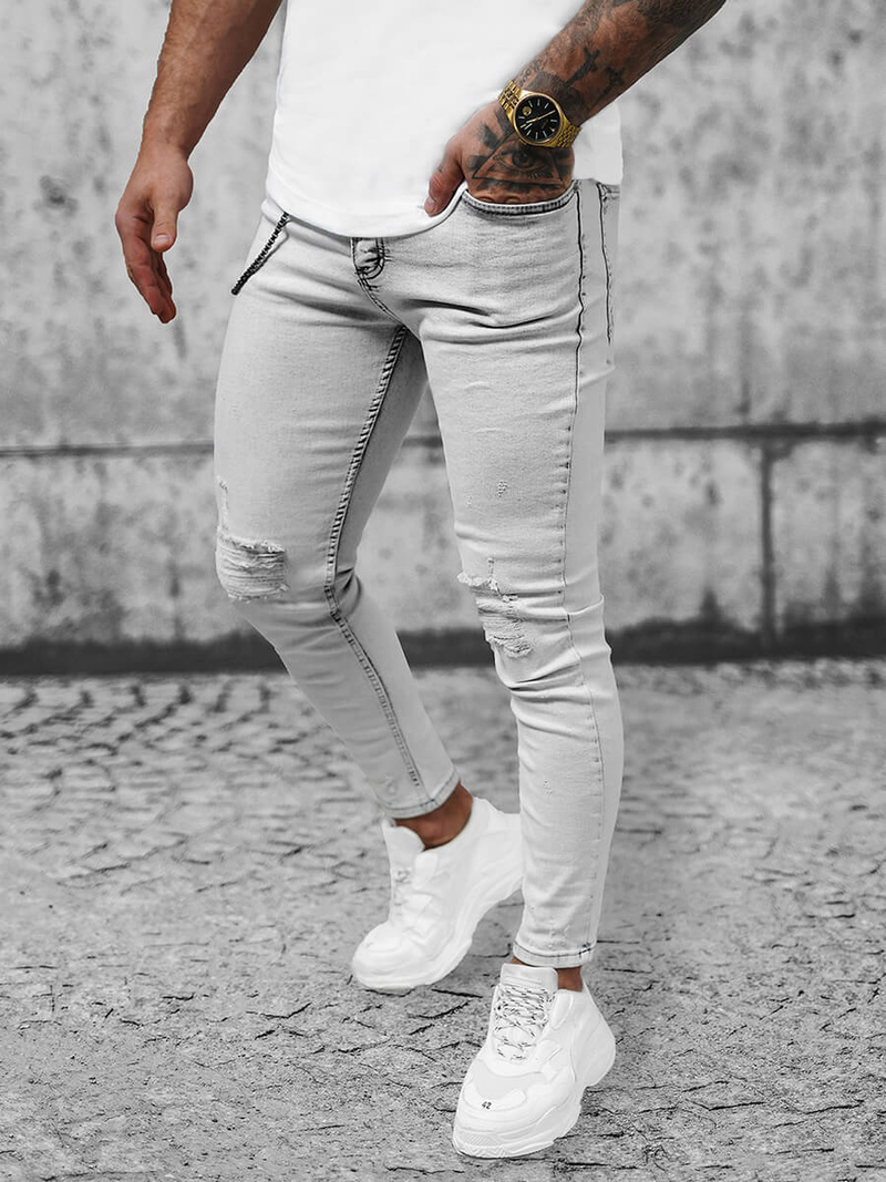 Spodnie jeansowe męskie szare OZONEE O/287