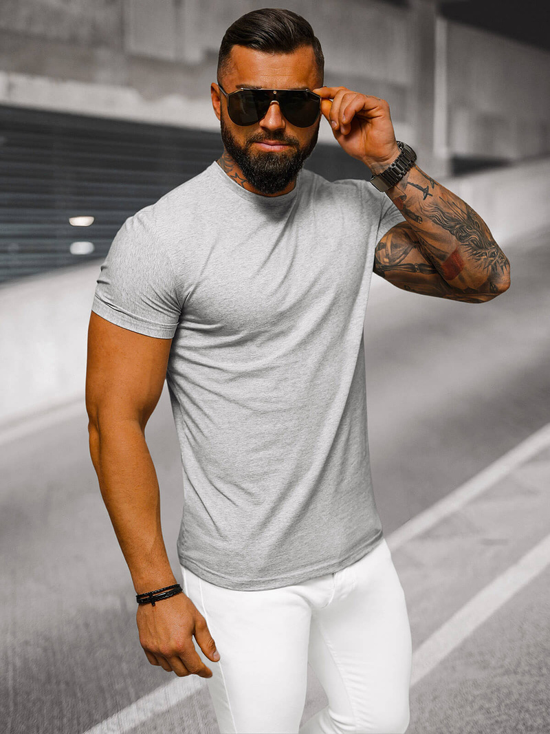 T-shirt męski slim fit szary OZONEE NB/MT3001Z