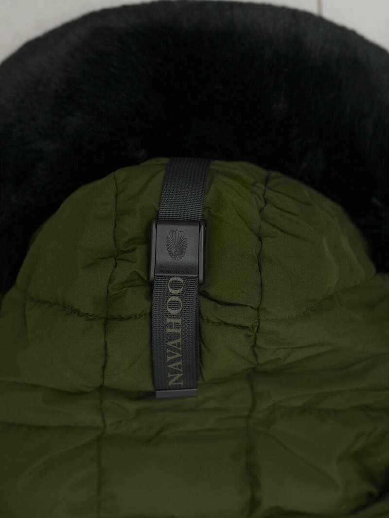 Kurtka zimowa damska długa pikowana khaki OZONEE O/W377