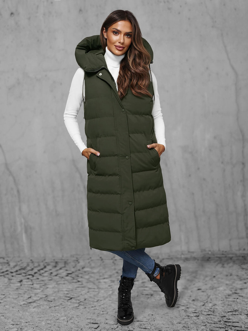 Стьобаний жіночий жилет Темно-Зелена OZONEE JS/5M3157/136