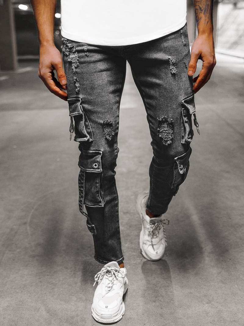 Spodnie jeansowe męskie czarne OZONEE O/B5960Z