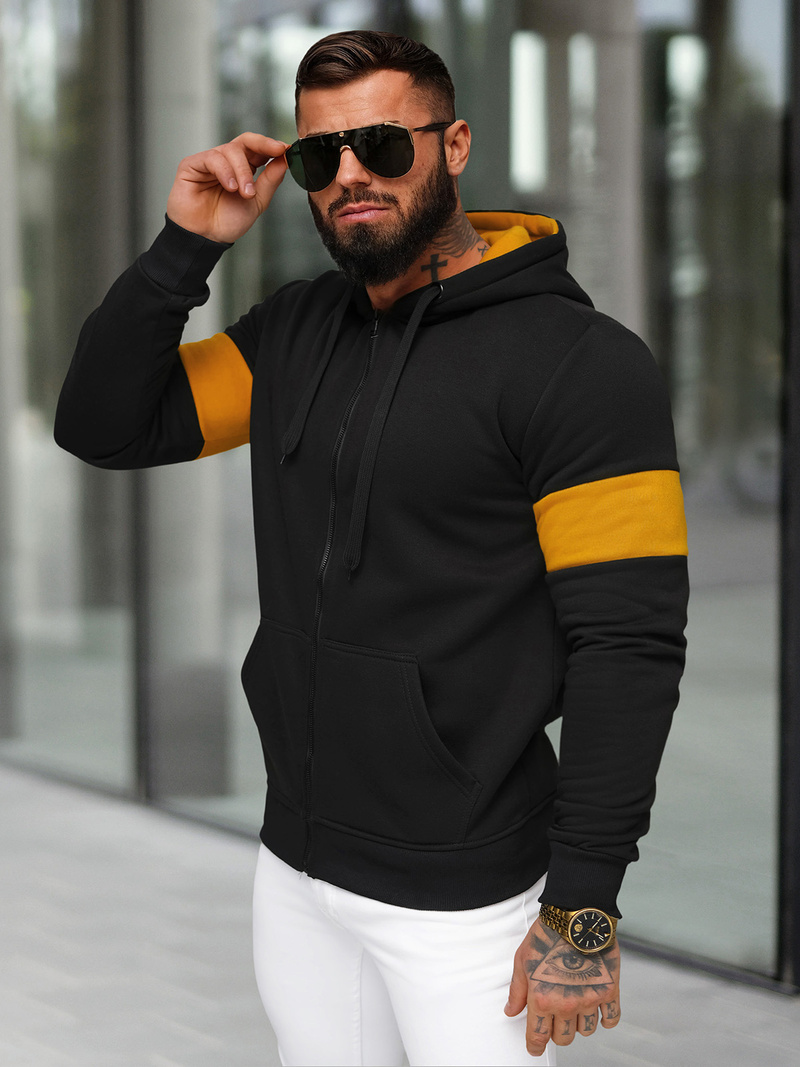 Bluza męska z kapturem rozpinana czarna OZONEE JS/8B1329/3