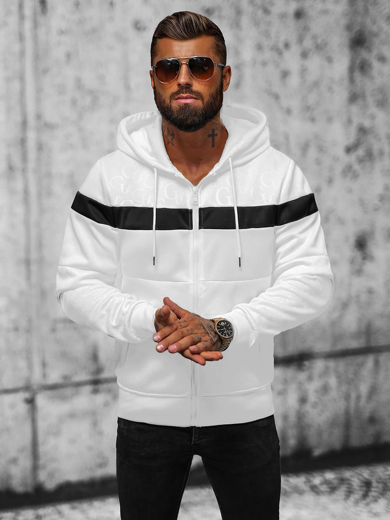 Толстовка чоловіча біла OZONEE JS/3B557