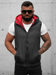 Kamizelka męska dwustronna z kapturem czerwona OZONEE N/7127Z