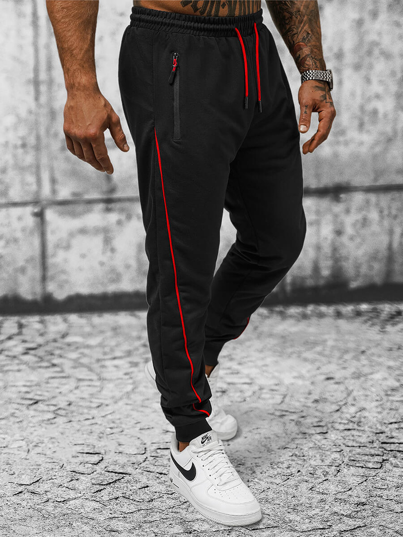 Spodnie dresowe męskie czarne OZONEE JS/8K193