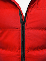 Kamizelka męska pikowana z kapturem czerwona OZONEE JS/5M758/270Z