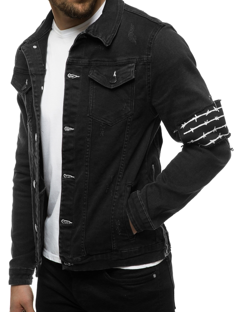 Kurtka jeans męska czarna OZONEE G/602