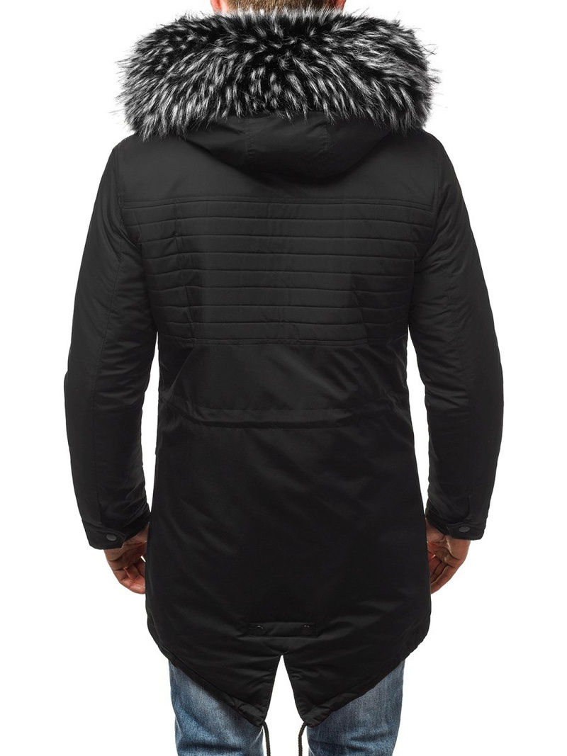 Kurtka zimowa męska parka z futerkiem czarna OZONEE O/99115
