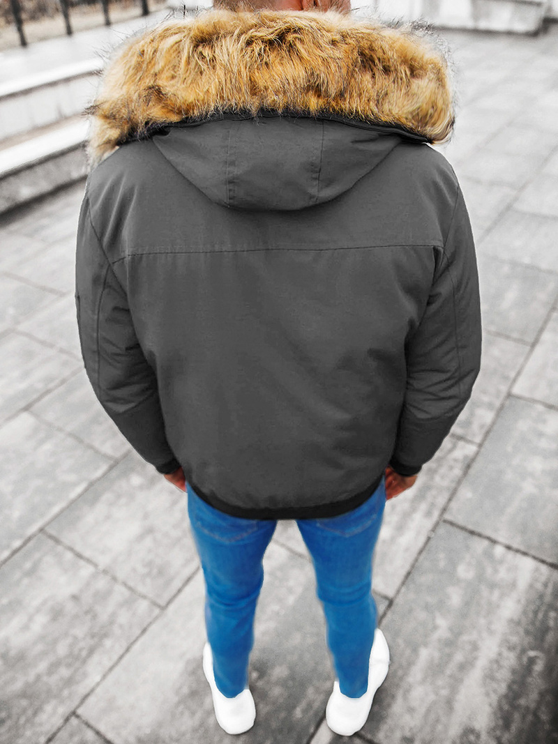 Kurtka zimowa męska z futerkiem szara OZONEE JS/M2019/105Z