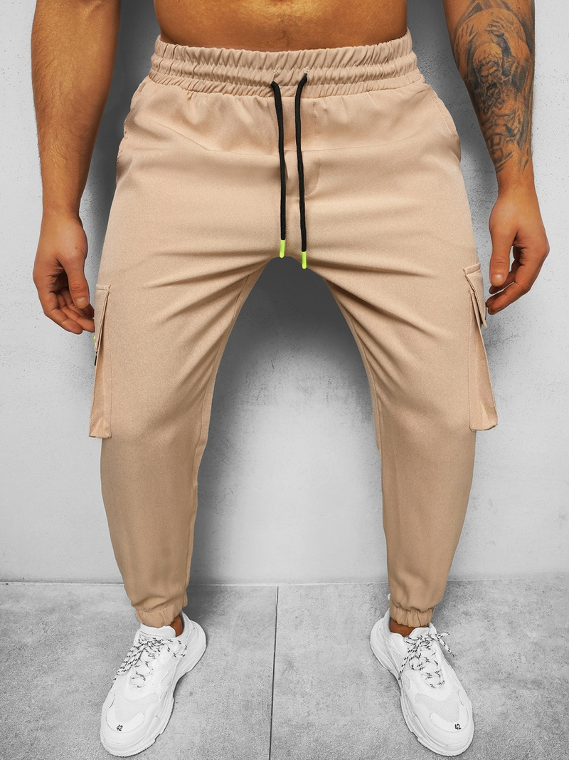 Spodnie męskie chino jogger beżowe OZONEE O/CP150