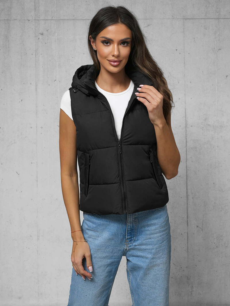 Стьобаний жіночий жилет Чорна OZONEE JS/16M9112/392