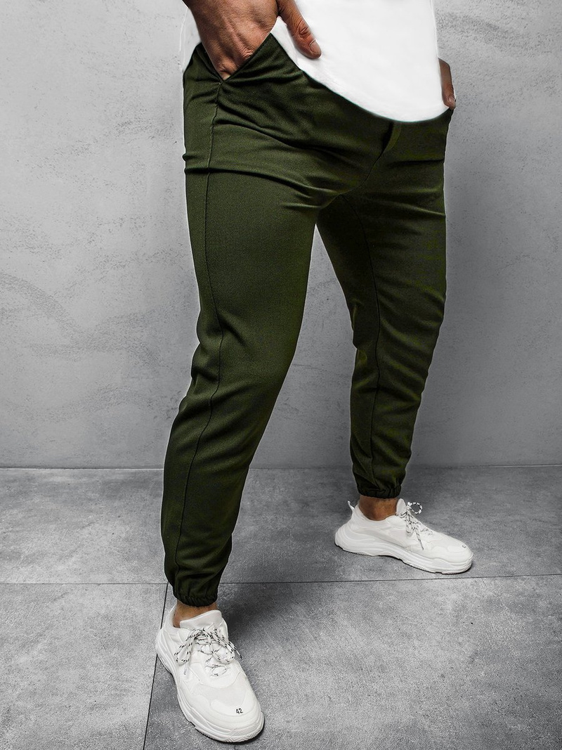 Spodnie męskie chino jogger materiałowe khaki OZONEE DJ/5539