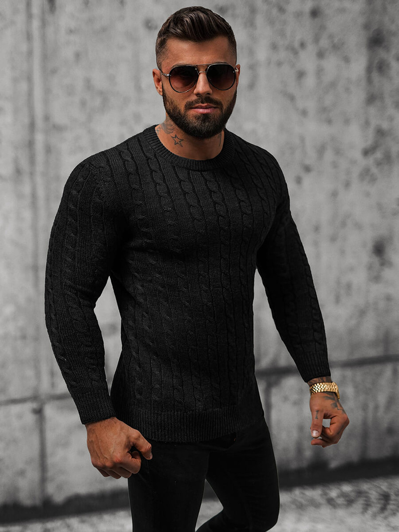Sweter męski czarny OZONEE NB/MM6021/4Z