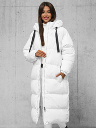 Kurtka zimowa damska długa pikowana biała OZONEE JS/5M3163/281Z