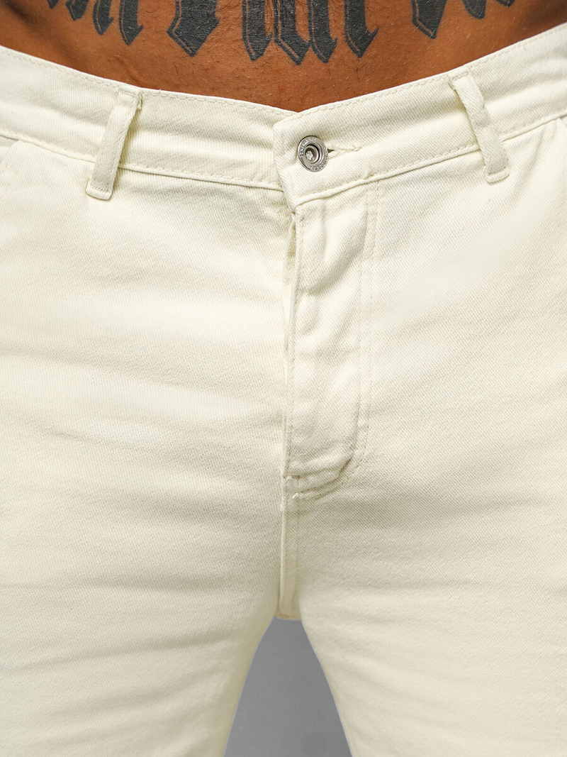 Spodnie jeansowe męskie wide leg ecru OZONEE DO/4001