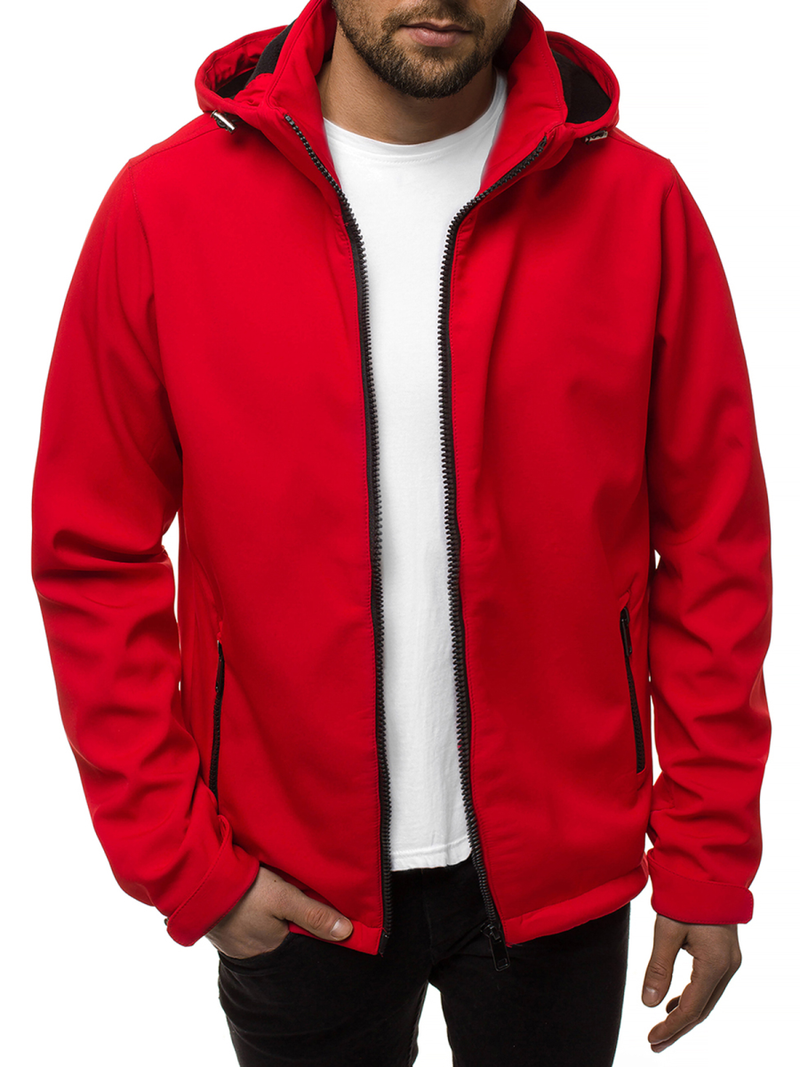 Kurtka softshell męska z kapturem czerwona OZONEE JS/56008Z